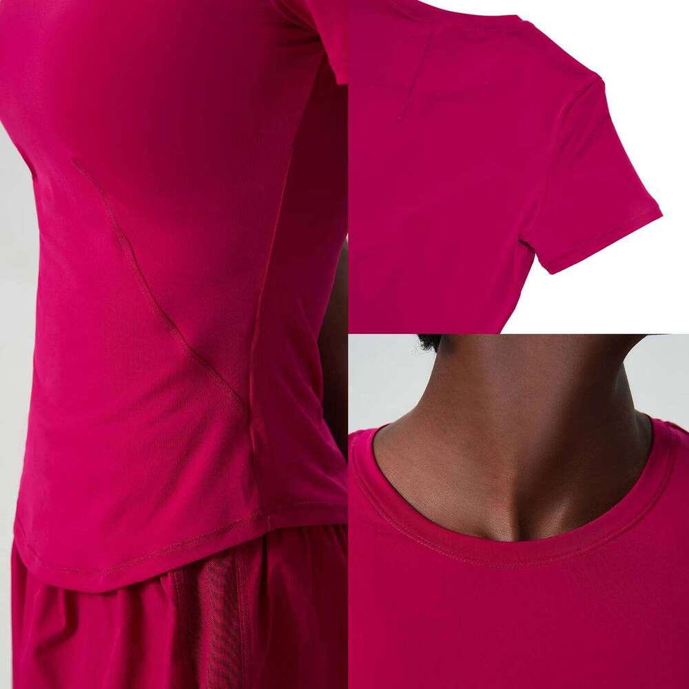 2025 Women's Yoga Chic Solid Color Short Sleeve T-Shirt Slim Fit Shirts Summer Streetwear Basic Crop Tops Gym Wear