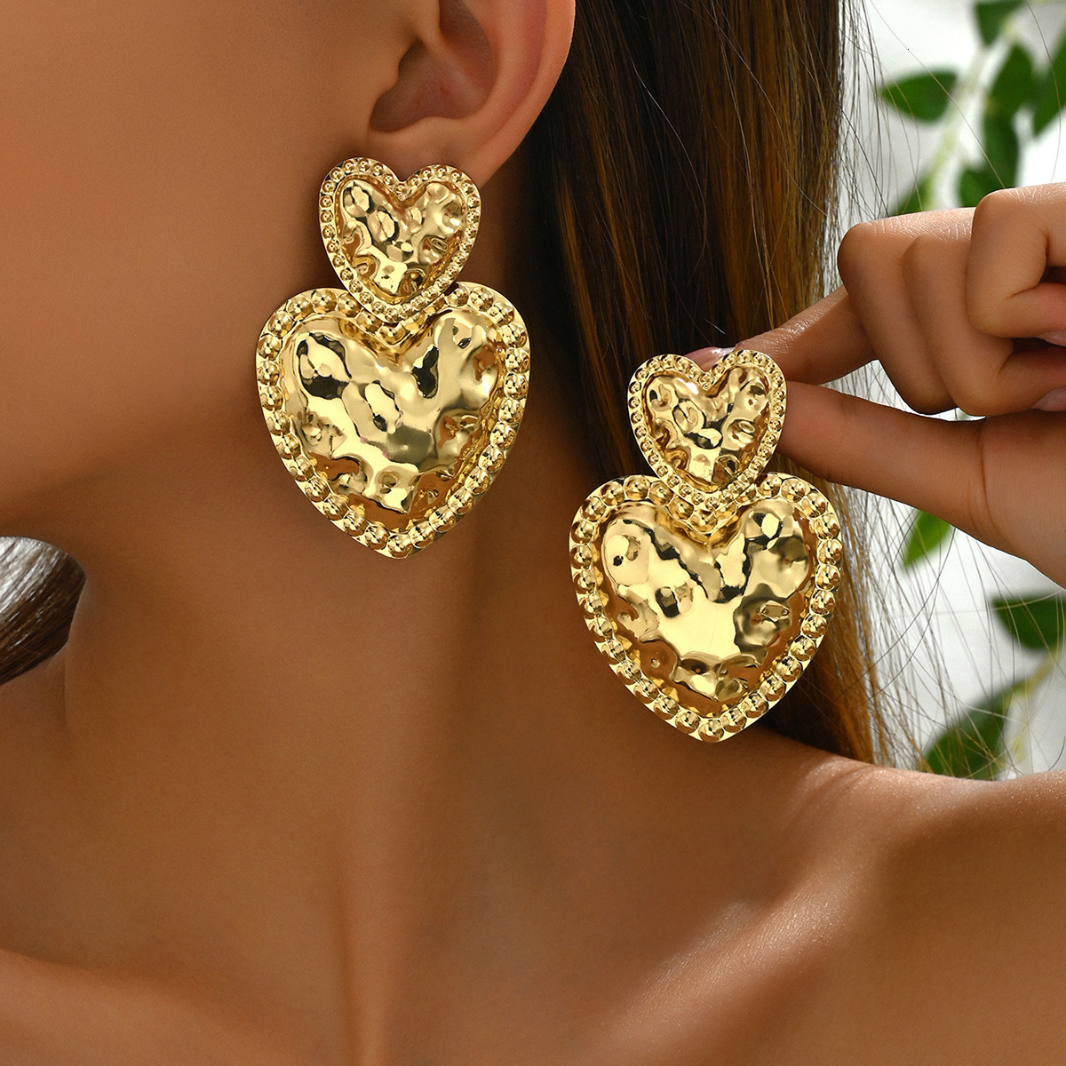 Minimalist Bowknot Design Personality Heart-Shaped Tassel Stud Long Earrings Ear Jewelry