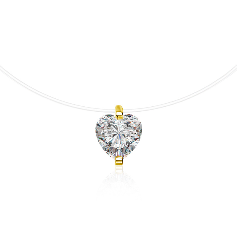 1CT Choucong Ins Top Sell Heart Pendant Simple Fashion Jewelry Genuine 100% S925 Sterling Silver Real White Moissanite Elegant Diamond Women Fish Line