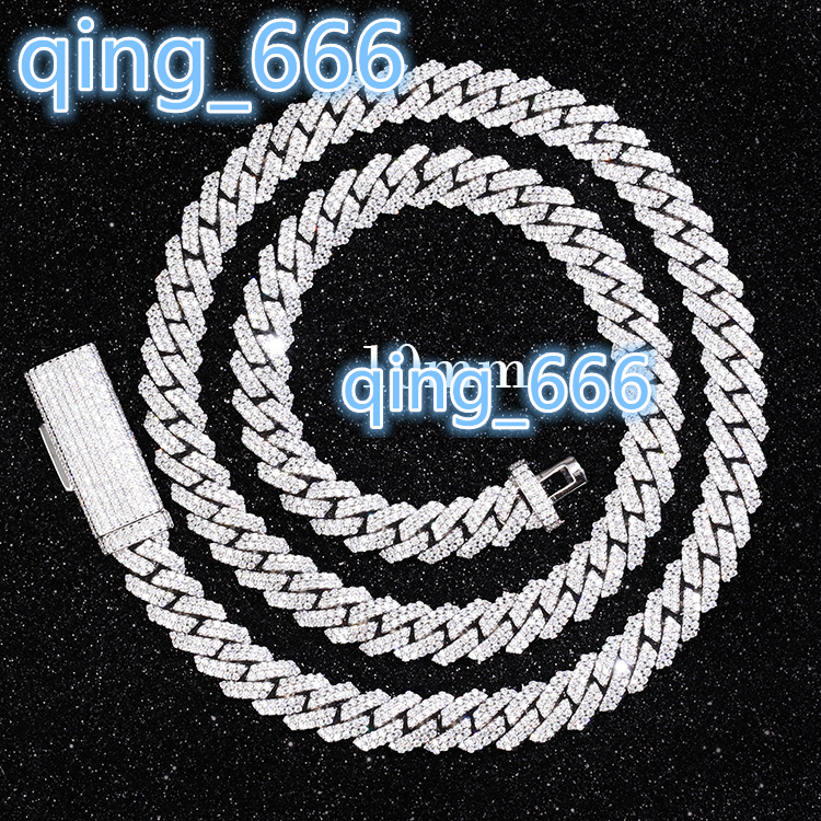 Excellent Moissanite 10mm Wide Rapper Stylish Jewelry 925 Silver Cuban Link Chain