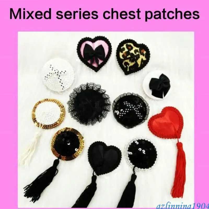 L5YD Women Sequins Tassels Pasties Bowknot Breast Nipple Cover Body Jewelry Sticky Bras Reusable Adhesive Chest Stickers Pads W250624