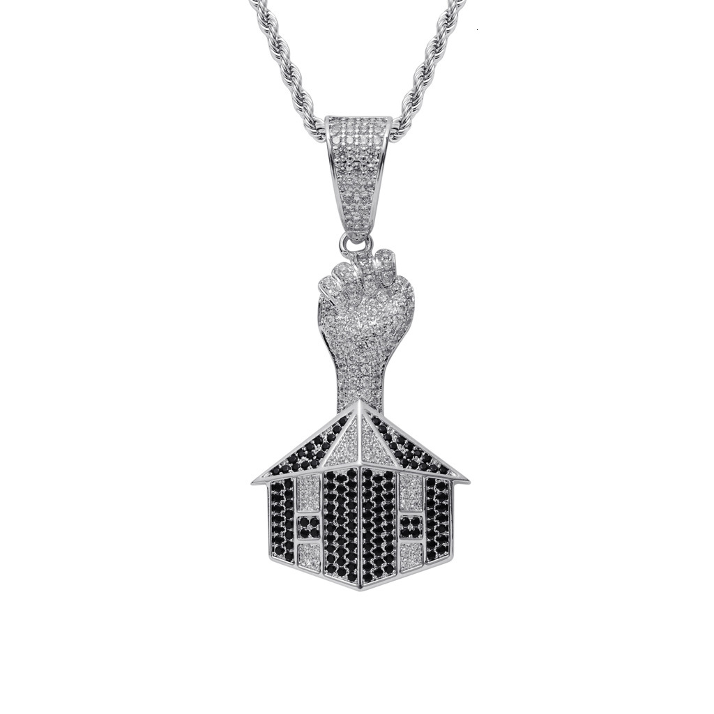 Luxury Moissanite Jewelry Hip Hop Street Necklace Men Fist House Pendant Iced Out Accessory Pass the diamond tester
