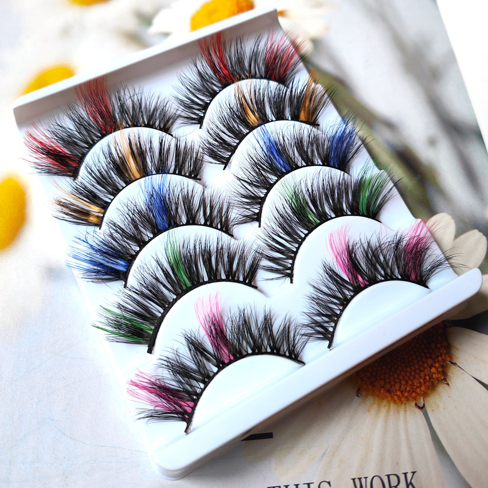 Whole Strip Eye Tail Lengthening Colorful Mixed Series False Eyelashes Dense Extended Black Stem Stage Performance Makeup False Eyelashes New Free Del