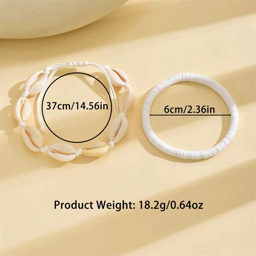 White Foot Chains 2pcs/Set Conch Shell Anklets For Women Beach Jewelry Creative Ocean Animal Ankle Bracelet Summer Accessories U250624