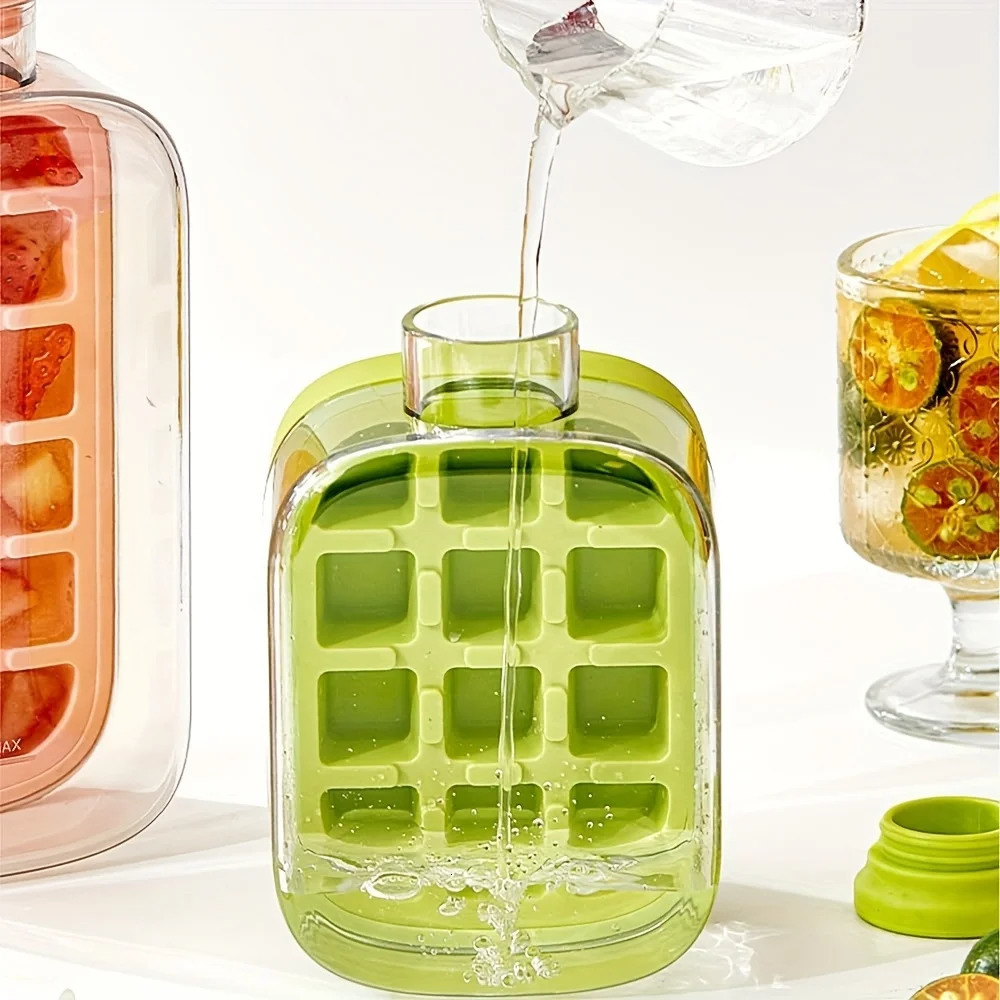 Silicone Oneclick Ice Mold Bottle Cooler Cup with Straw Cube Tray Lid for Freezer Creative NO TOUCH Mould Summer 250624