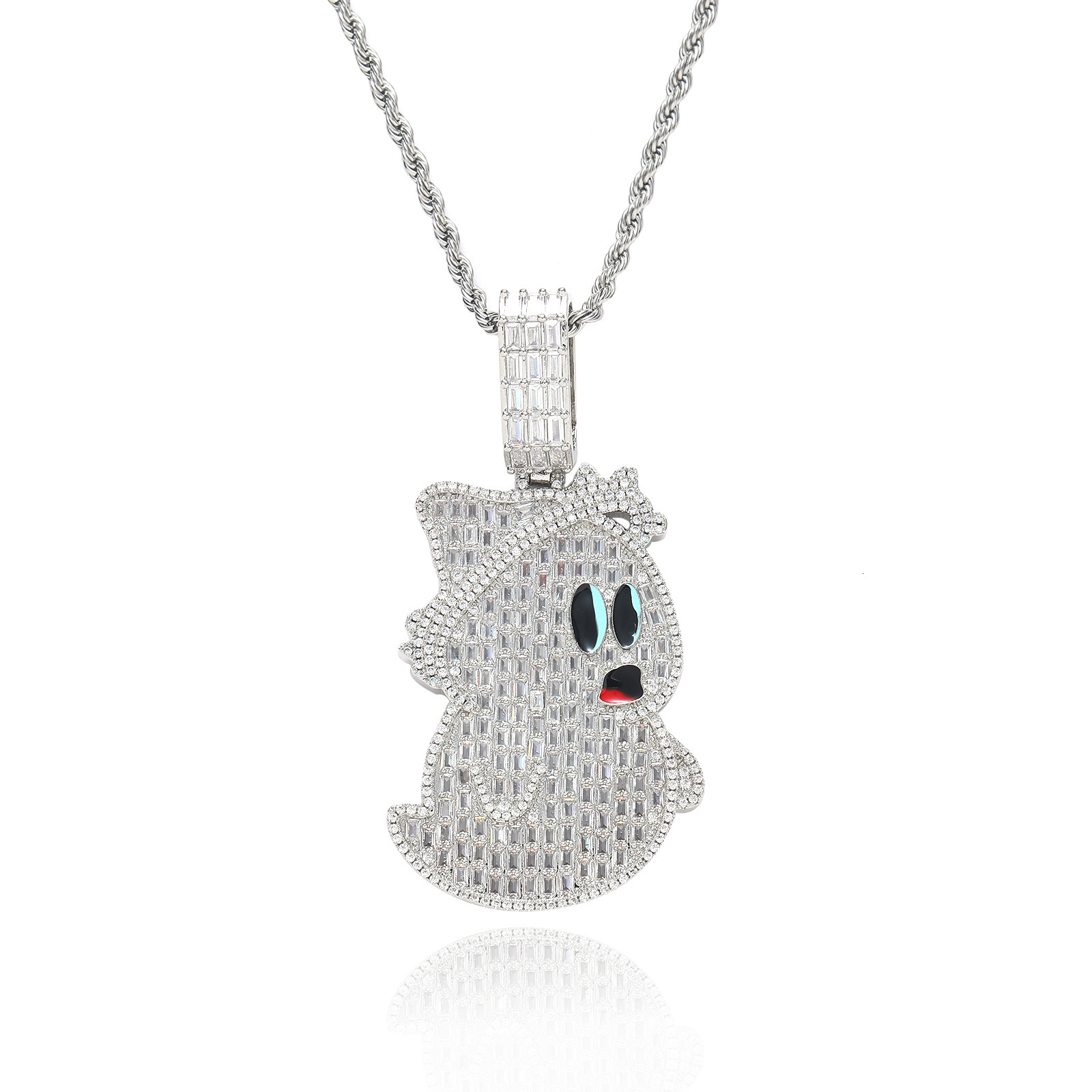 New Arrival Moissanite Jewelry Hip Hop Cartoon Ghost Pendant Iced Out Full Diamond Swag Hip Hop Chain Labubu Accessory Pass the diamond tester