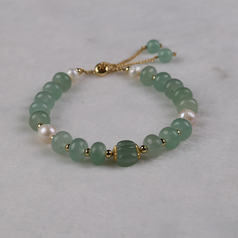 Charming Natural Freshwater Pearl Bracelet Featuring Light Blue Jade Stones