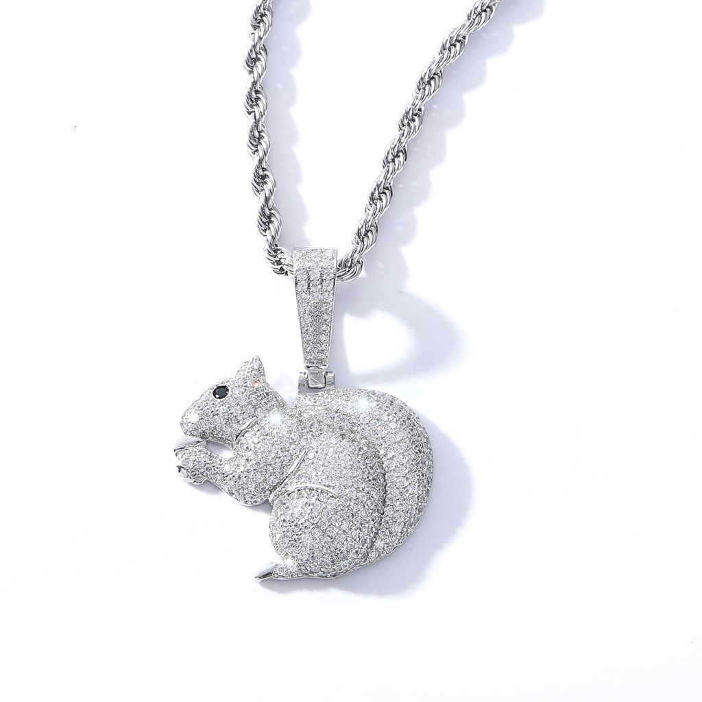 Luxury Moissanite Cute Squirrel Iced Out Bling Hip Hop Unisex Trendy Versatile Labubu Accessory Pass the diamond tester