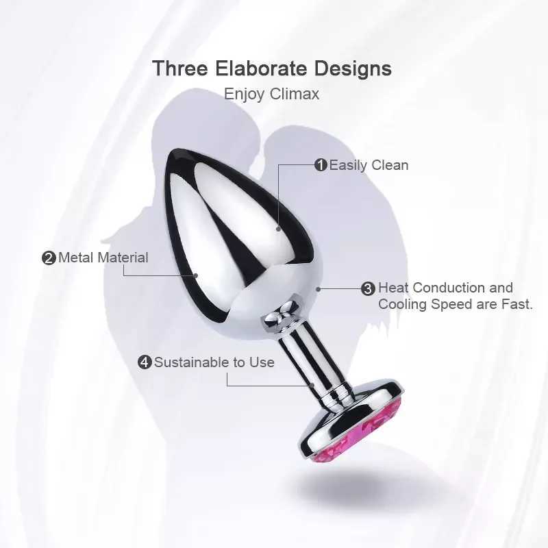 Steel Couples Games Metal Stainless Anal Butt Plug Crystal Hole Kitty Cat Face Bead Masturbator Sex Toys for Men/Women W250624