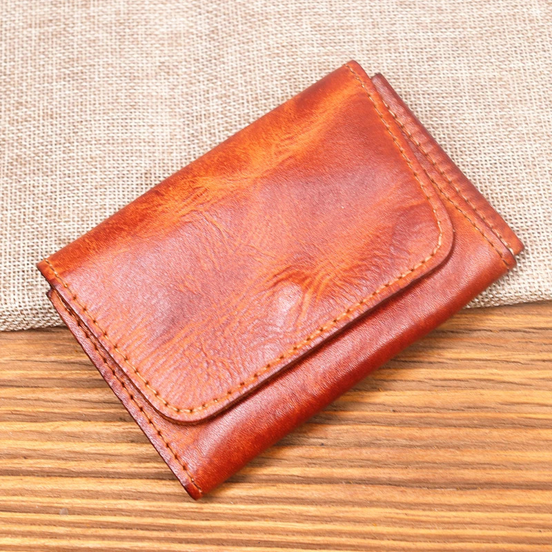 100% Genuine Leather Wallet For Men Male Vintage Cowhide Short Small Mens Purse Card Holder Case Money Bag Man With Coin Pocket 250623