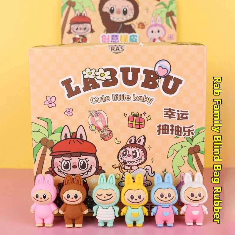New 32pcs Labubu Eraser Blind Box Anime Stationery Blind Bag Figure Cartoon Eraser Model Doll Toy For ChildrenS School Supplies Y250624