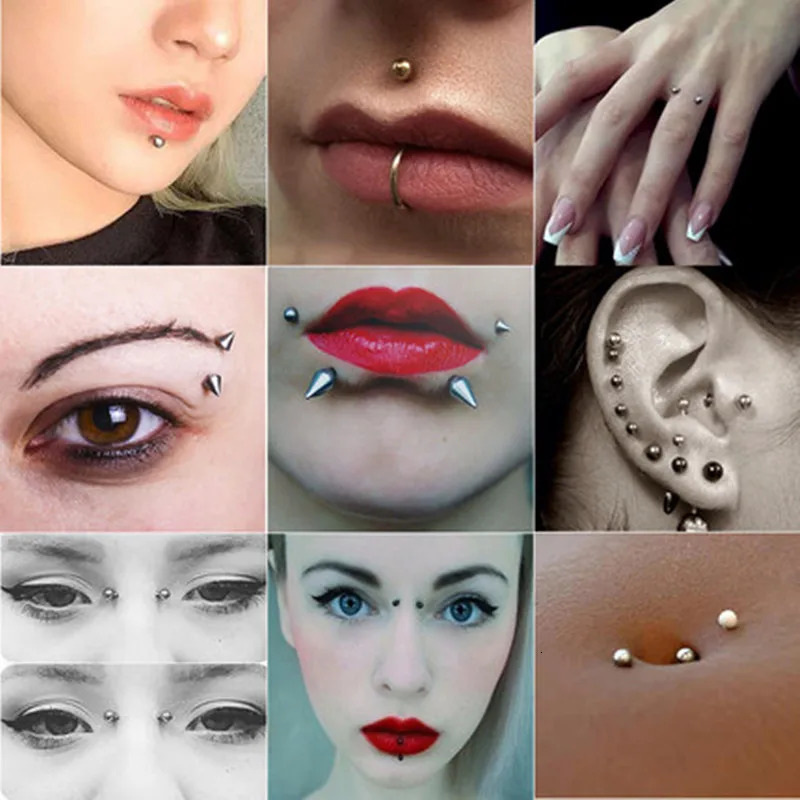 Stainless Steel Piercing Stud Set Nose Ring Sticker Pack Eyebrow Lip Non Piercied Earring Lot 250613