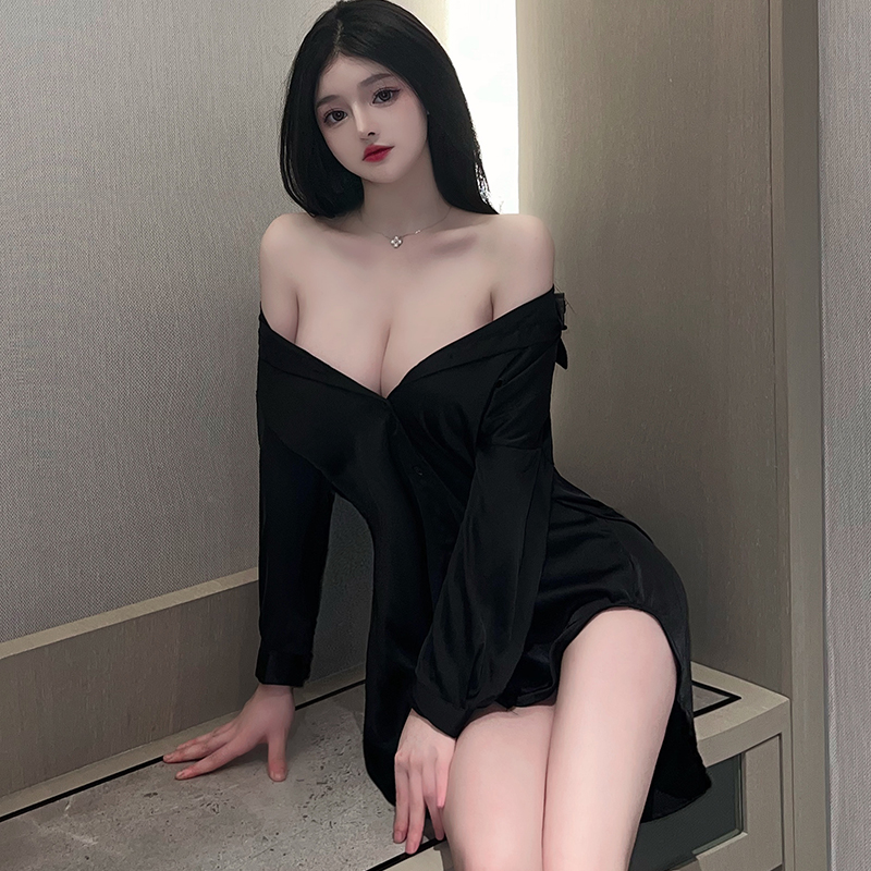 Sexy and hot uniform, full of temptation, suitable for flirting lingerie couple pajamas - plus size boyfriend style shirt 1366