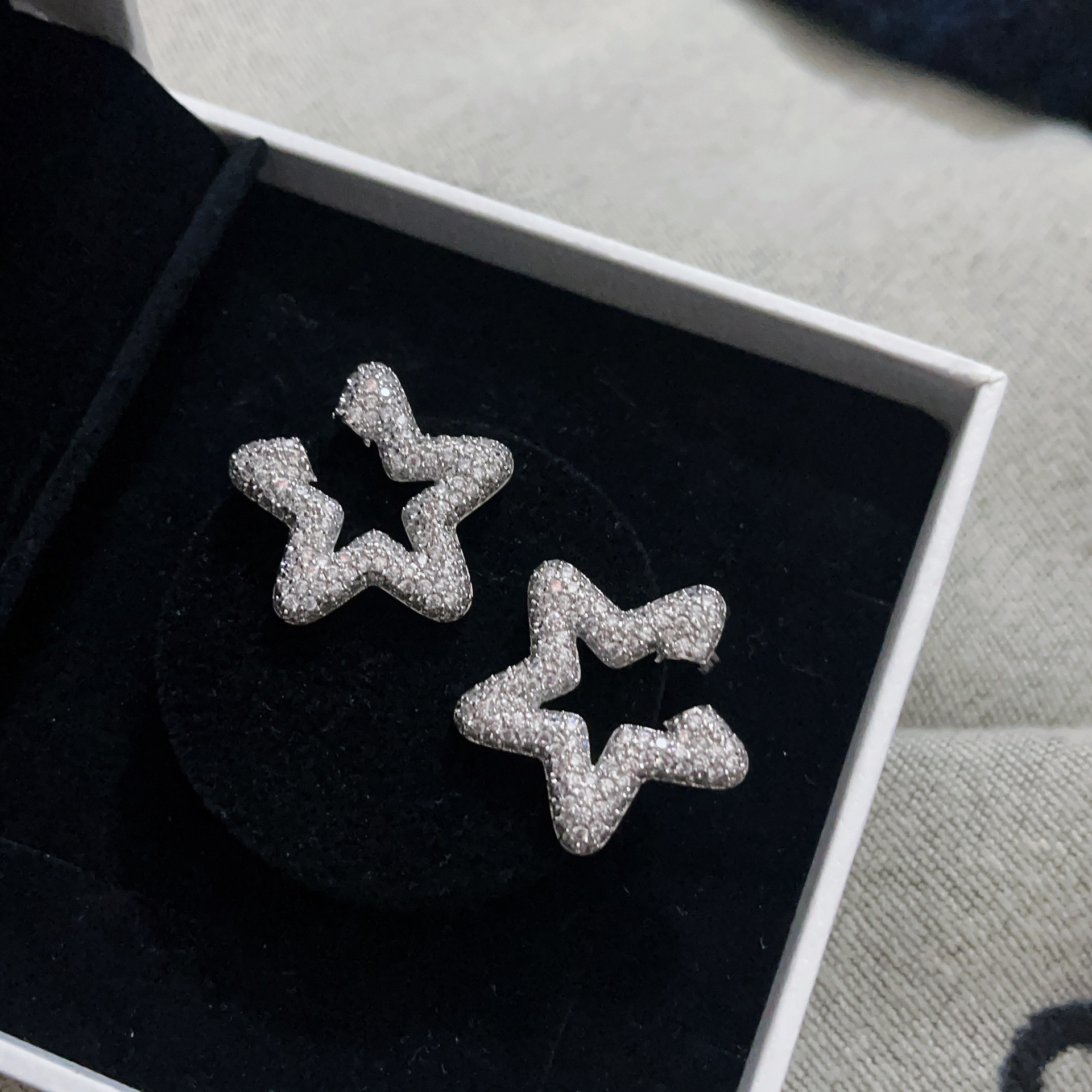 2025 Choucong Korean Ins Top Sell Luxury Jewelry 925 Sterling Silver Pave White 5A Cubic Zircon CZ Diamond Party Elegant Lady Women Star Stud Earring 