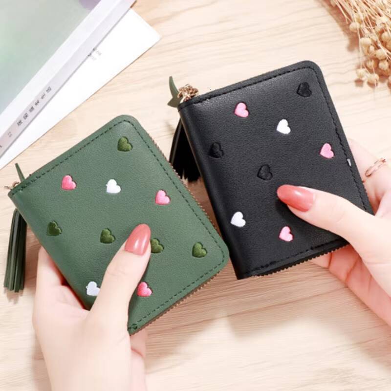 2024 Women Small Ladies Mini Tassel Cute Girl Short Zipper Lovely Pu Leather Coin Purse Female Hand Wallet Cartera ddmynov Y260206