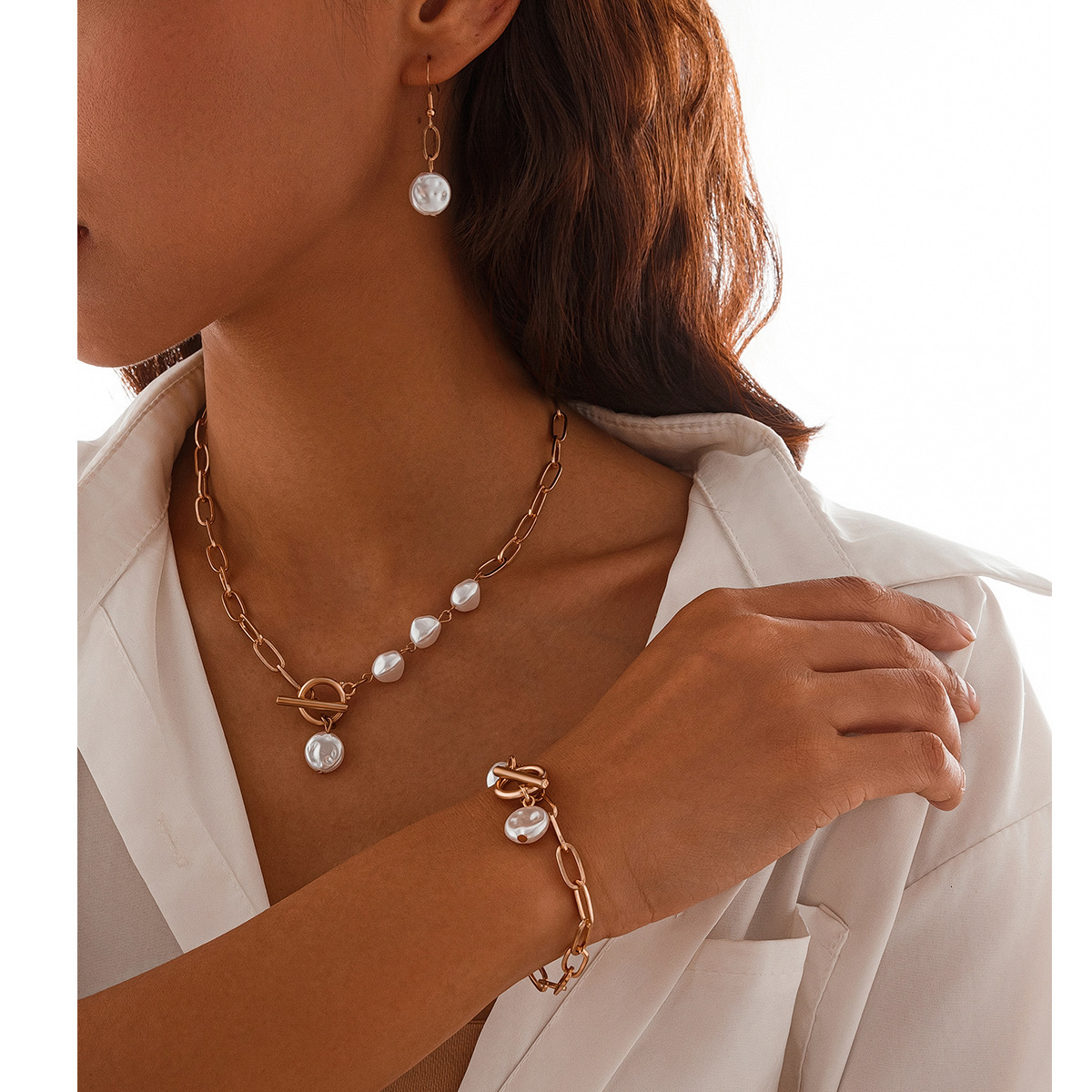 Baroque Simple Water Drop Jewelry Elegant Pearl Tassel Collarbone Necklace for Women