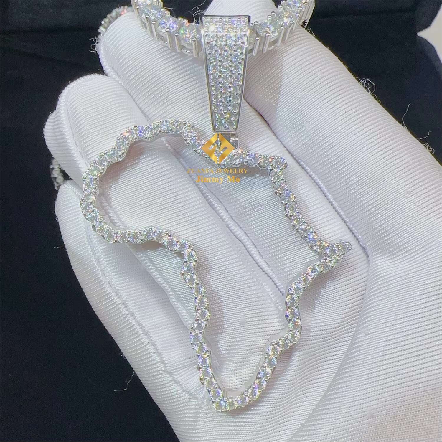 GRA Certificates Pass Diamond Tester Iced Out Fire Jewelry 925 Sterling Silver VVS1 Moissanite Africa Map Pendant