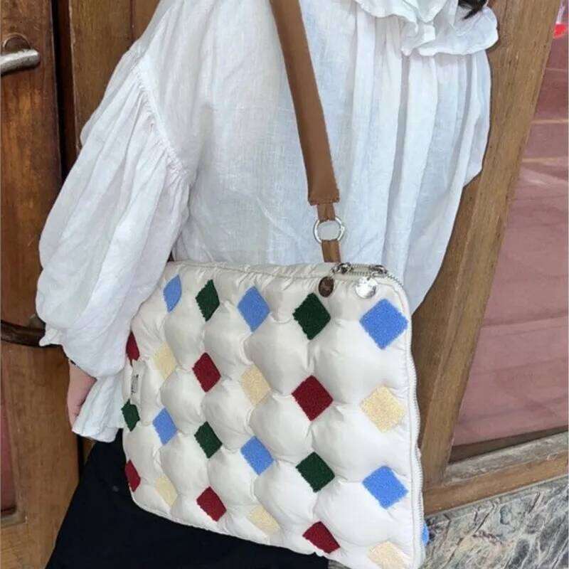 Ins Cute Laptop Sleeve 15 15.6 16 Inch Book Air Table Carrying Case Bag Women Computer Accessories Shoulder Bags Handbag Lady
