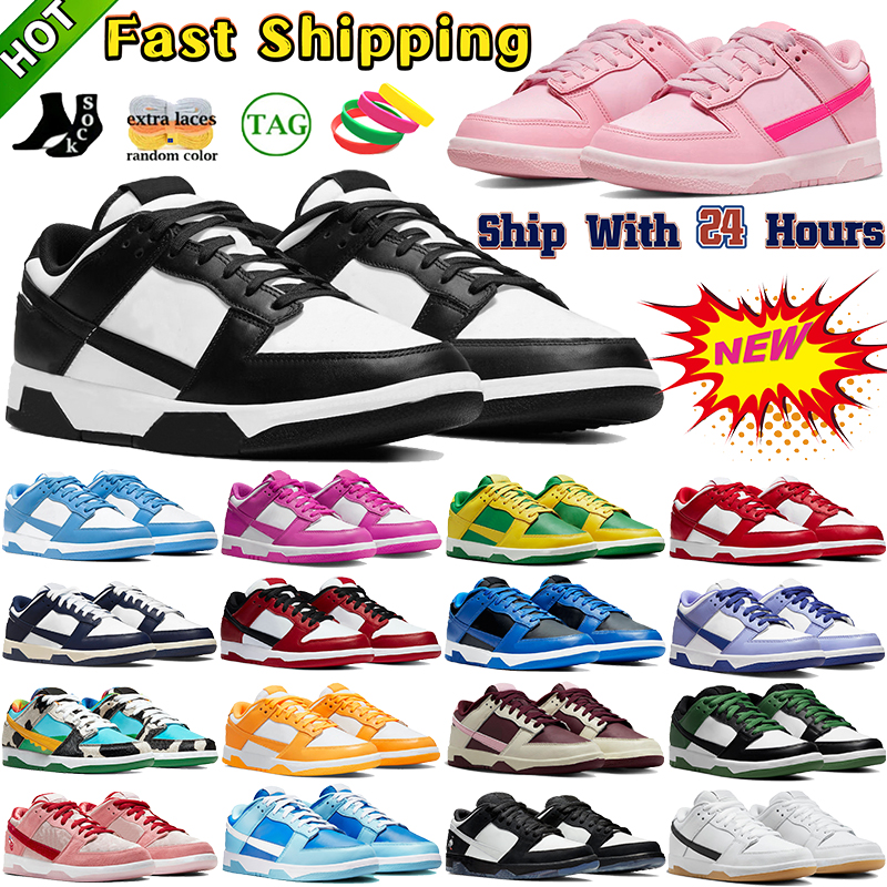 Local Warehouse Panda Designer Running Shoes White Black Triple Pink Grey Fog University Blue Classic Green Stock in USA Mens Womens Sports Sneakers Trainers
