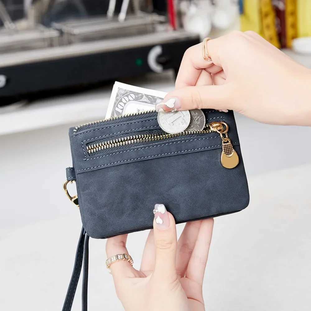 folding zipper wallet high-quality PU leather portable multifunctional womens wallet reliable with ID card window wrist bagXJ250624