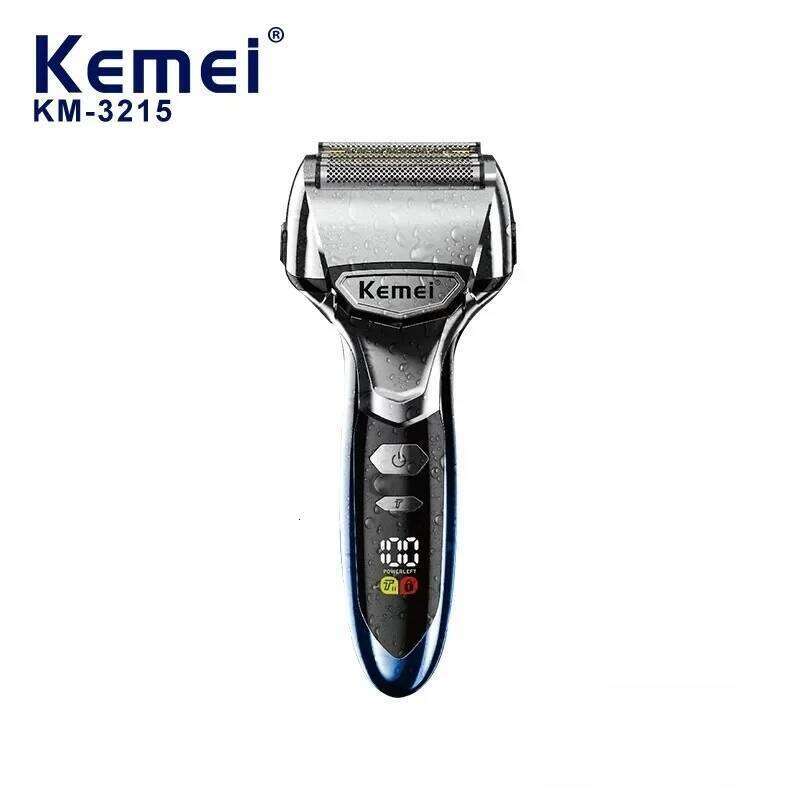 Kemei Km-3215 Waterproof Reciprocating Electric Shaver, 3D Floating Heads, USB Quick Charge Design, Men's Razor.