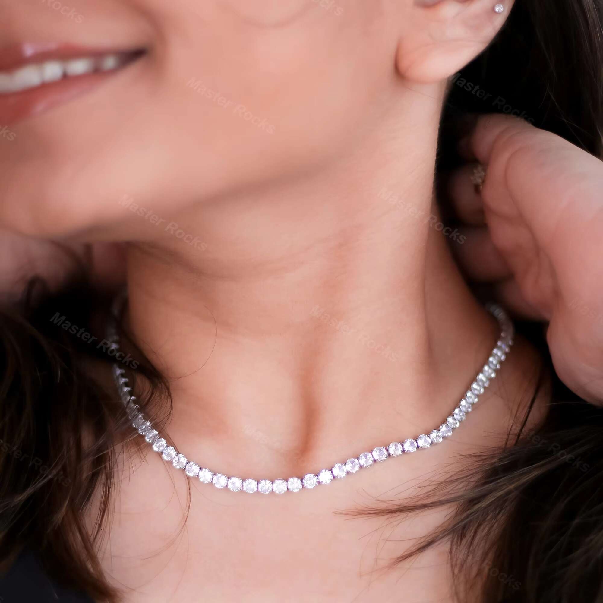 925 Silver Tennis Women Gra Certificates Moissanite Tennis Chain 4mm Hip Hop Tennis Chain Necklace Mens