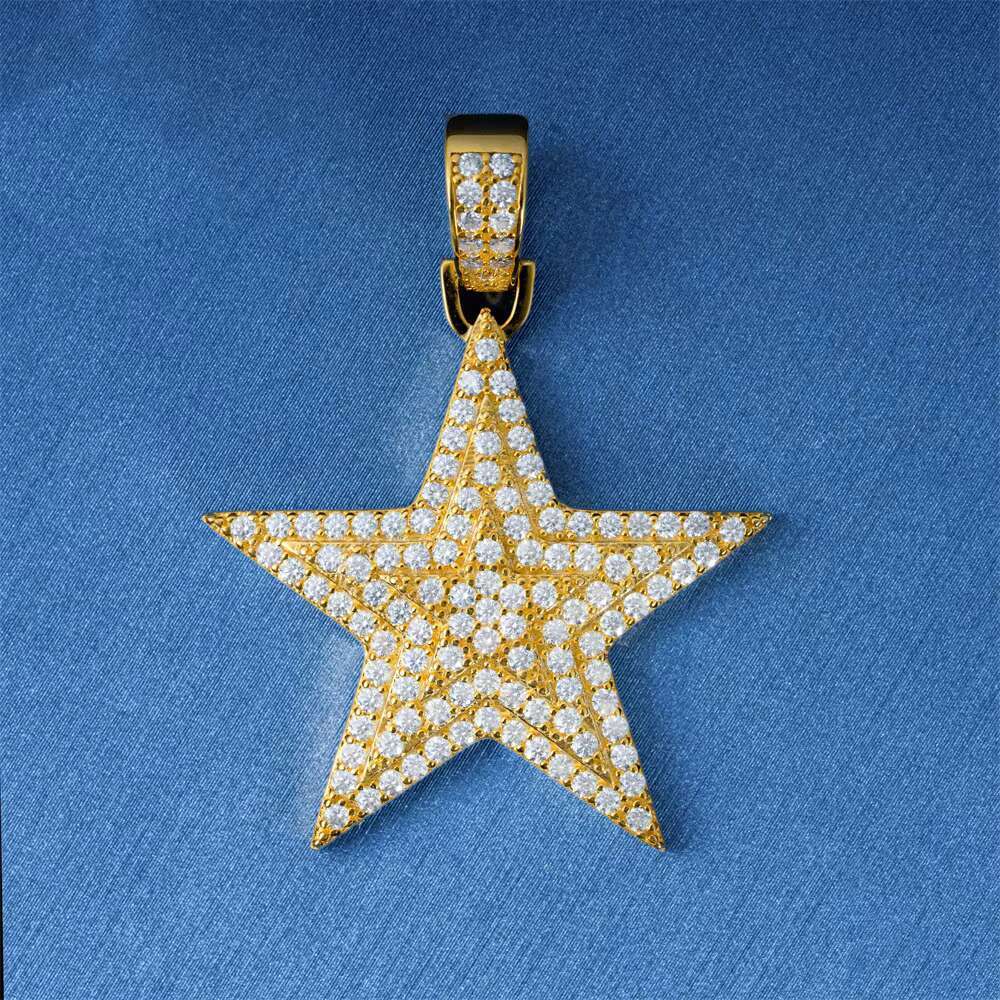 Star VVS Moissanite S925 Pendant Iced Out Necklaces for Men Pass Diamonds Tester Moissanite Star Pendant Necklaces With GRA