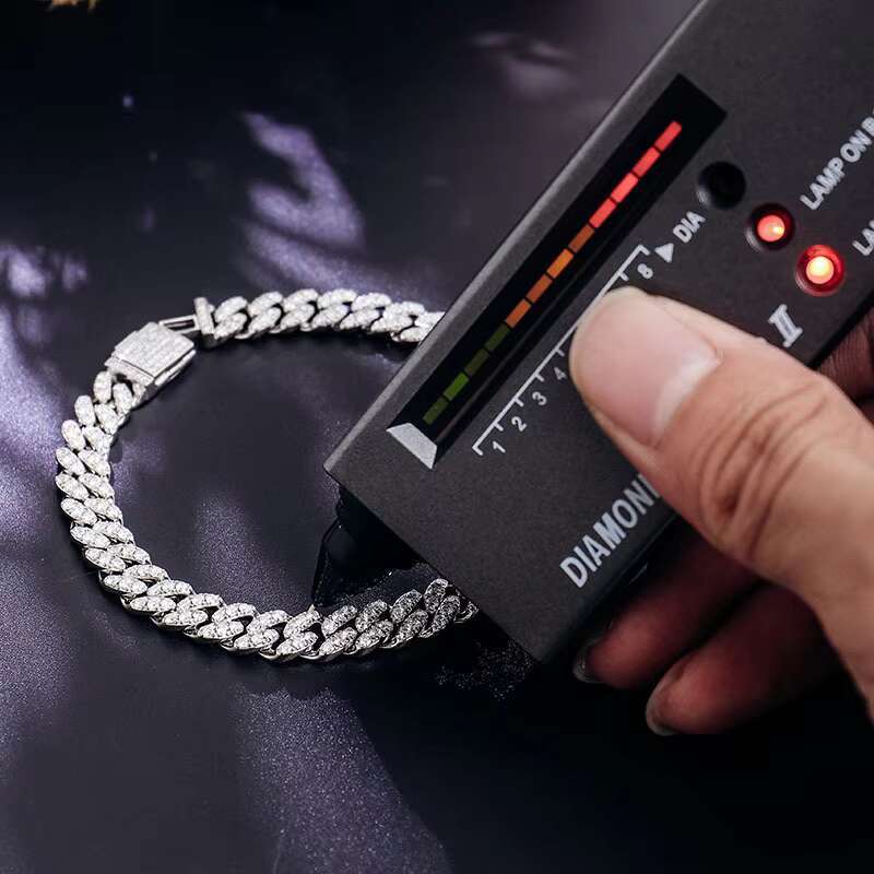 High Quality Luxury Silver Plated 12.5MM Moissanite Cuban Chain Bracelet for Men Factory Price