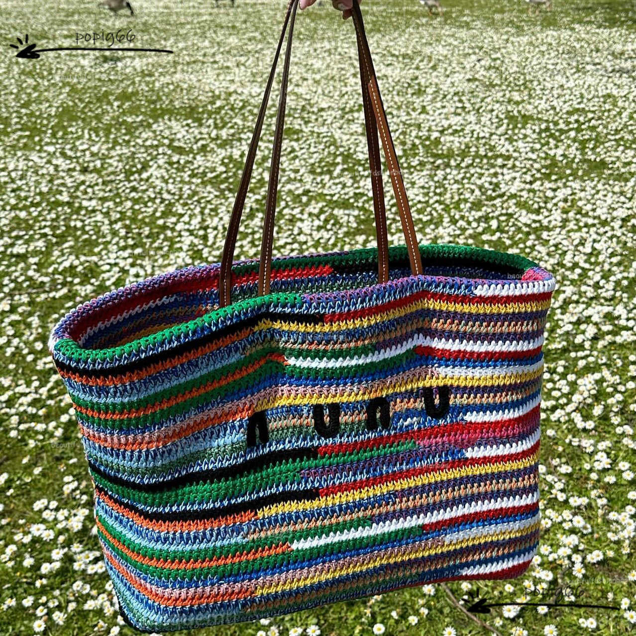 Shoulder Bags Designer Rainbow Tote Bag Crochet Crossbody Weave Hobo Beach Summer School Handbag Shoulder Travel Handbags Large Capacity muis bag