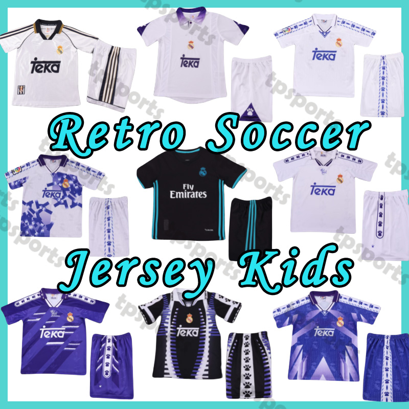 Retro ReaL MODRId Soccer Jerseys Kids . RAUL MODRIC BELLINGHAM Ronaldo BENZEMA KAKA Marcelo .1994-2018season home away third Children's football shirt