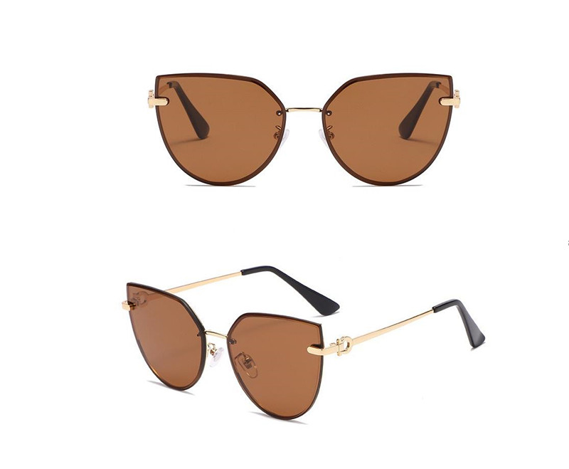 Designer Sunglasses For Women Metal Large Frame Cat Eye Sunglasses Trendy Gradient Color Sunglasses Polarized Lens Goggle Pilot Women Sunglasses