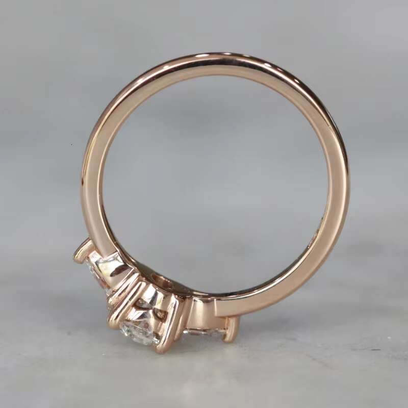 Moissanite Wedding Rings Set Three Stone 18k Gold VVS 1.5Oct Oval High Quality Custom Moissanite Ring