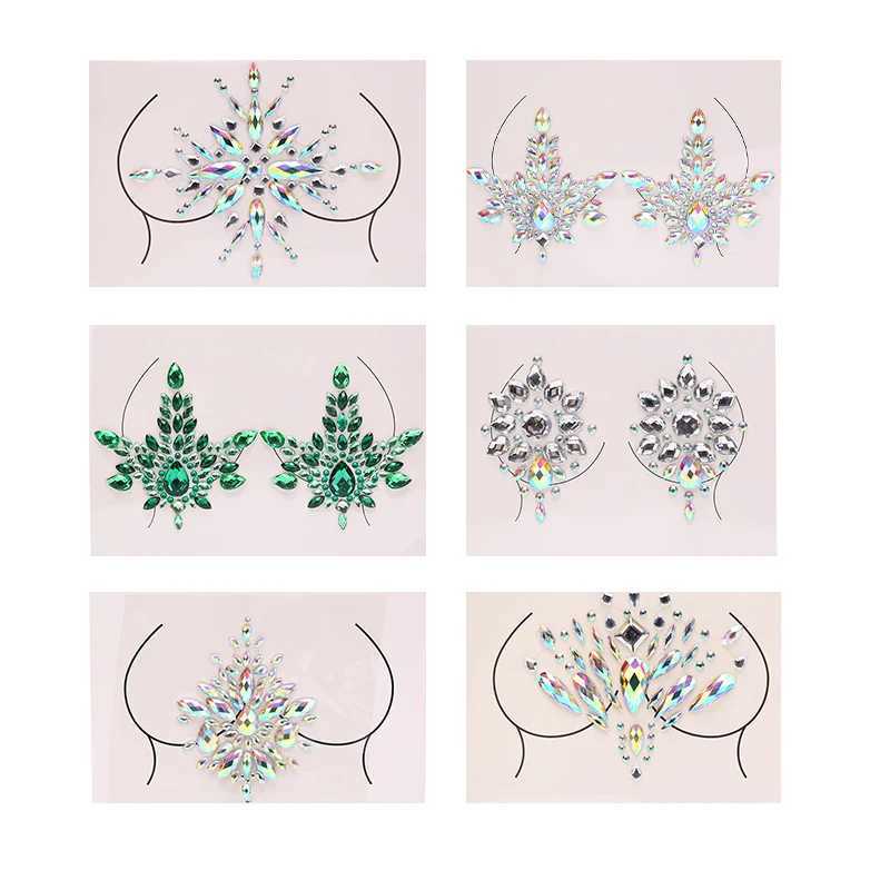 Nipple Cover Crystal Bra Stickers Adhesive Diamond Beads Breast Pasties Shiny Tattoo Sticker Accessories Pad W250624