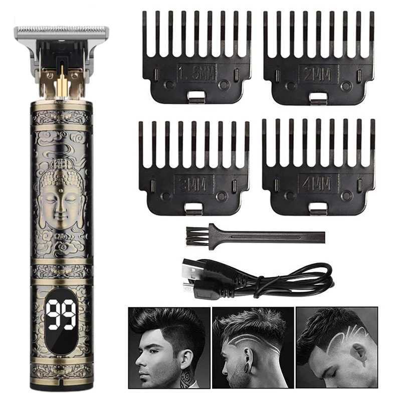 T9 Hair Trimmer Large Capacity Battery Power Display Clipper Hair Cutting Machine Intelligent Fork Mens Shaving Machine Barber Clip XJ250624