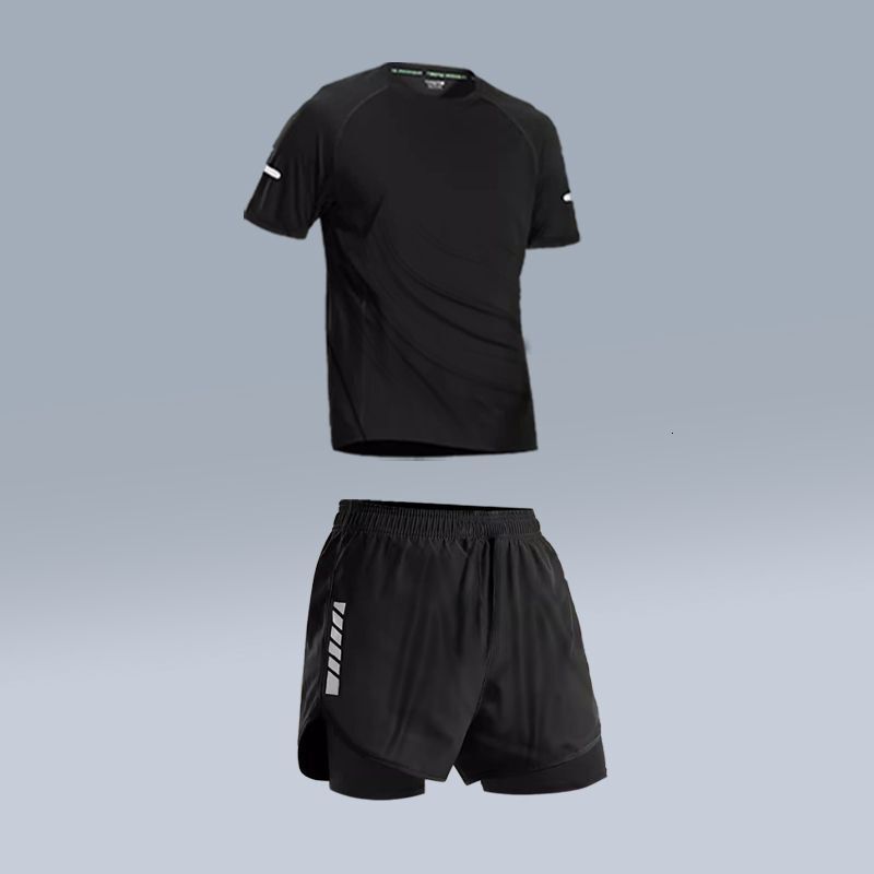 Men's Sports Suit Gym Running Gear Vest Quick-Dry Tight Three-Piece Set Long Sleeve Cycling Jersey
