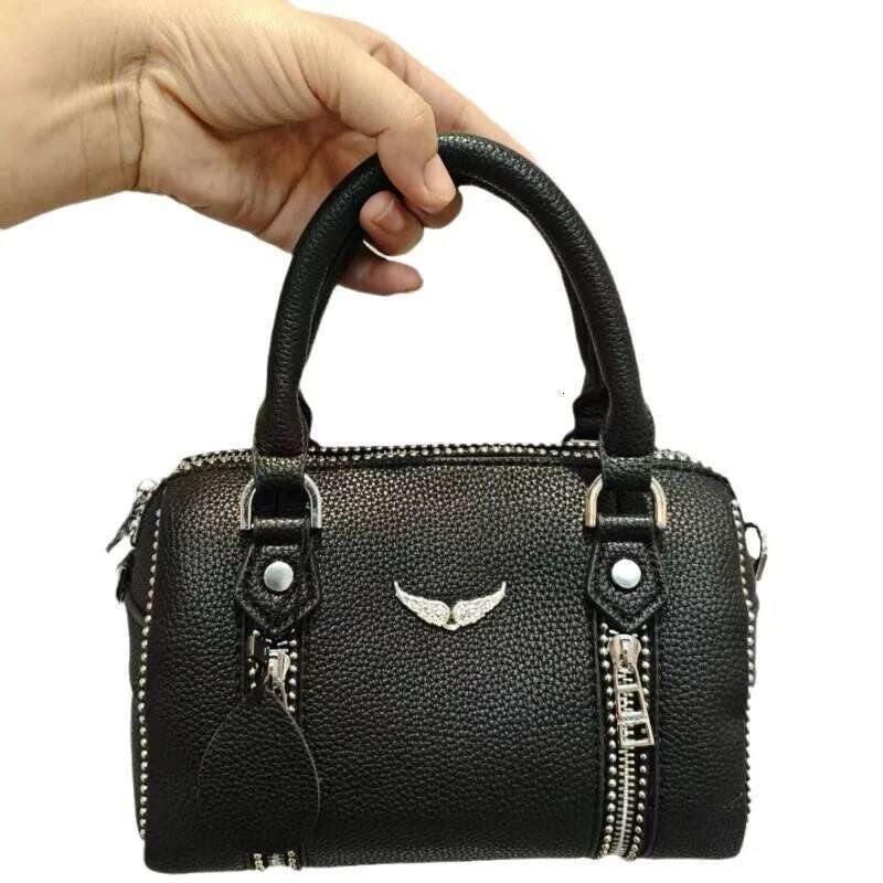2025 New Fashionable Multi Functional Black Lychee Pattern Women's PU Single Cross Shoulder Handbag Bucket Bag
