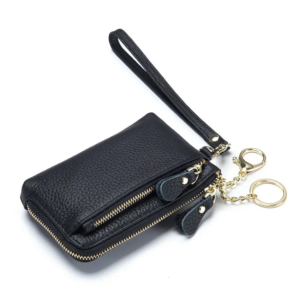 URBAN MASTER Fashion Short Wallet for Women Genuine Cow Leather Cute Clutch Bag Zipper Coin Purse Card Holder with Key Chain 250623