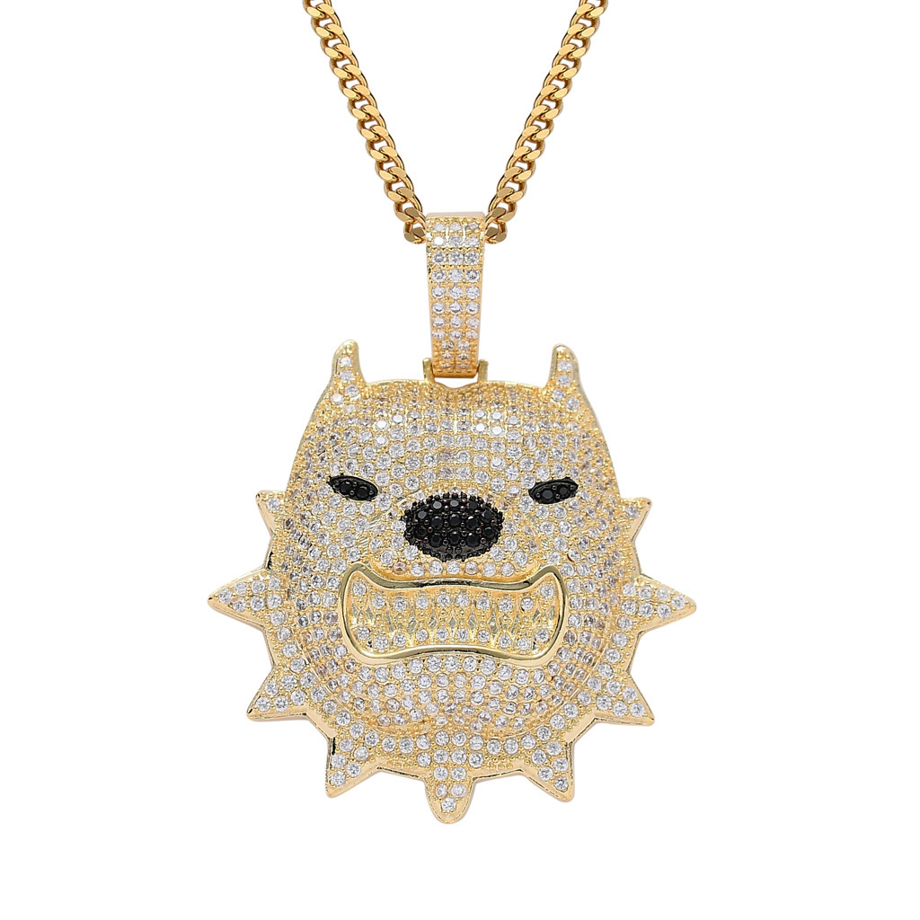 Luxury Moissanite Necklace Hip Hop Jewelry Pitbull Dog Head Pendant Trendy Iced Out Accessory Pass the diamond tester