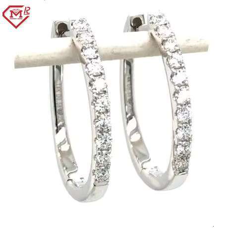 Gorgeous Shiny Iced out VVS Moissanite Hoop Earrings Shiny Oval Huggies Style