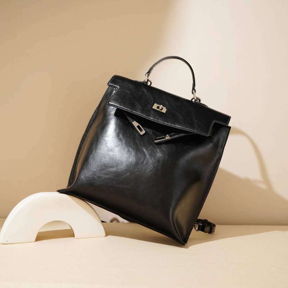 New Style Genuine Women's Handbag Handmade Cow Leather Single Shoulder Sling Backpack Handheld Multi-Functional Bag