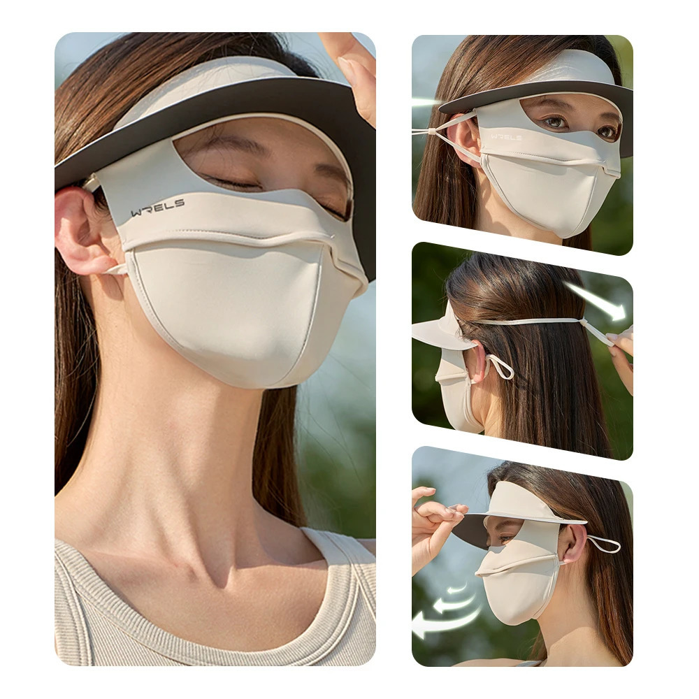 WRELS UV Protection Face Mask Reusable Breathable UPF 50 Women Summer Face Covering Eye Protection Sunscreen Anti UV Full Mask 250624