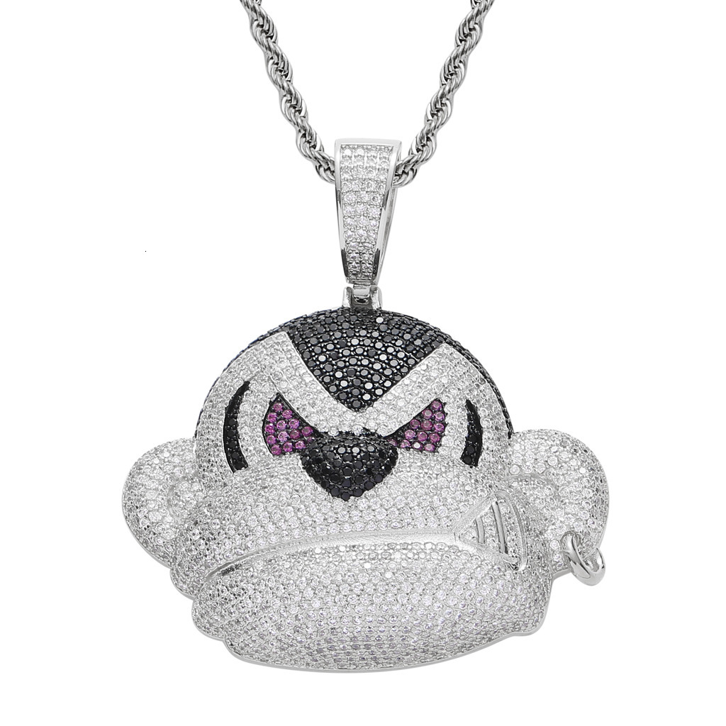 Hip Hop Gorilla Monkey Pendant Iced Out Diamond Streetwear Animal Moissanite Necklace Pass the diamond tester