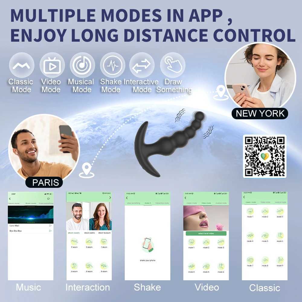APP Bluetooth Anal Vibrator for Men Prostate Massager Wireless Remote Butt Plug Vibrating Adult Sex Toys for Women Men Gay W250624