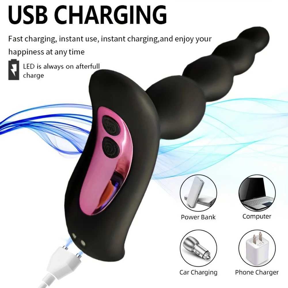 Anal Vibrator Anal Beads Prostate Massage Butt Plug Stimulator 10 Speed Dildo Vibrators Sex Toys For Men Women Silicone Anal Toy W250624