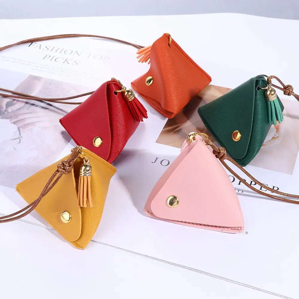 Triangle Coin Purse Portable Dragon Boat Festival Zongzi Change Wallet Access Card Leather Bag R250624