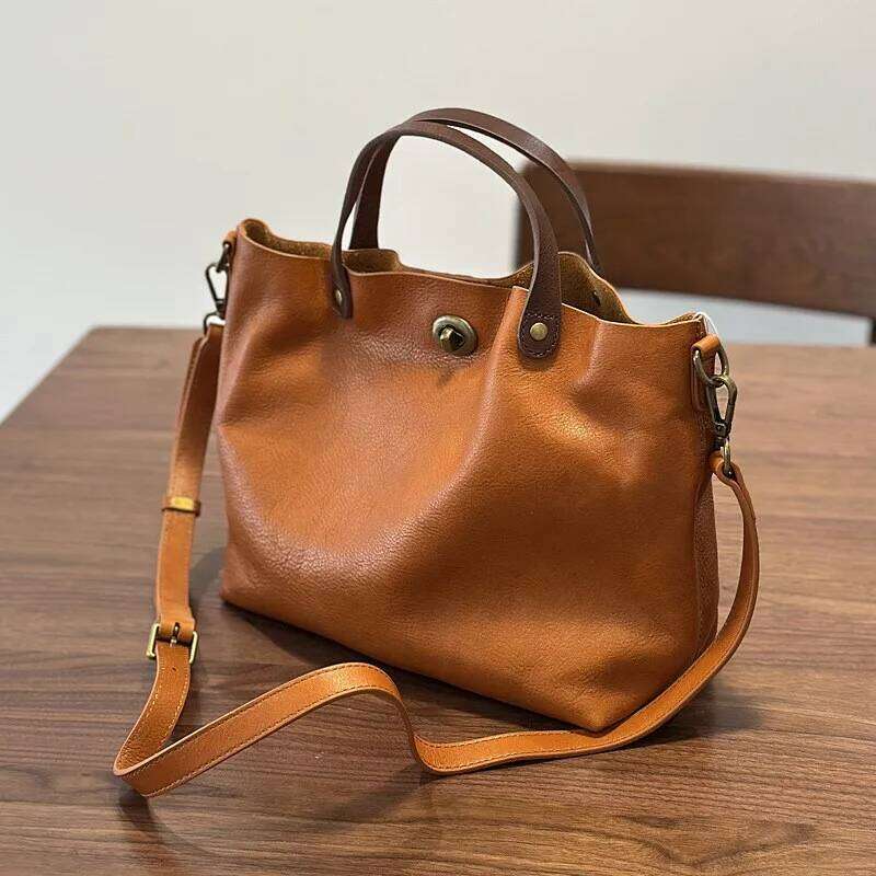 Johnature 2025 Spring/Summer New Women's Genuine Leather Handbag Retro Large Capacity Versatile Shoulder Crossbody Bags