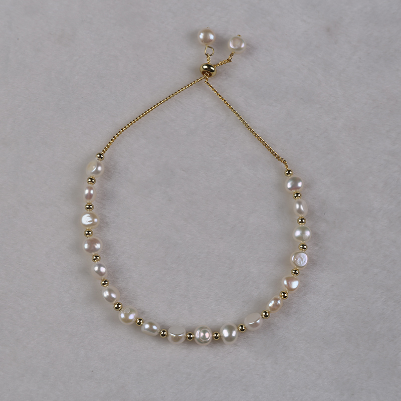 Adjustable Handmade White Freshwater Pearl Bracelet with Pearls - Pure Craftsmanship