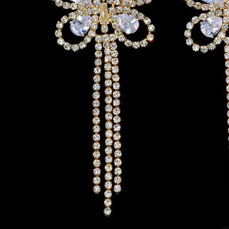 N7YE Sparkly Rhinestones Butterfly Tassels Nipple Covers Jewelry Crystal Breast Cover W250624