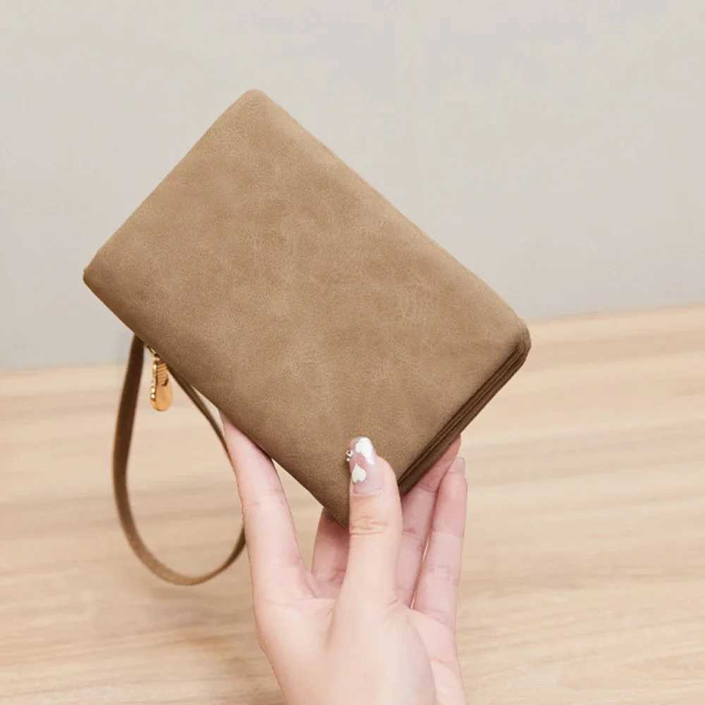 folding zipper wallet high-quality PU leather portable multifunctional womens wallet reliable with ID card window wrist bagXJ250624