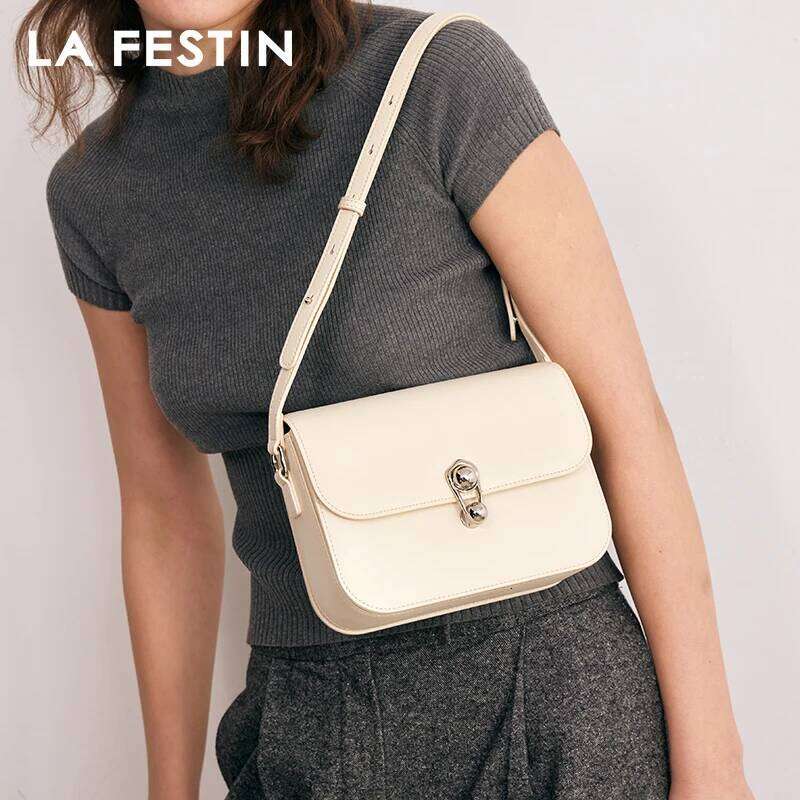 LA FESTIN Women's bag Brand 2024 New Fashion Shoulder Crossbody Square Tote Bags Designer Handbag Split Leather